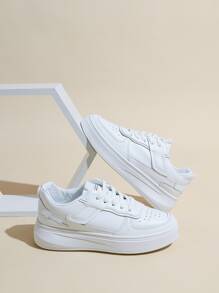 Zapatillas de skate con diseño de ojal con cordón delantero - Blanco - Ver 6