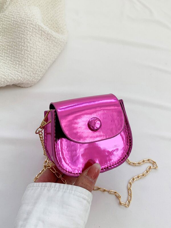 Mini Saddle Bag Metallic Funky Chain Strap