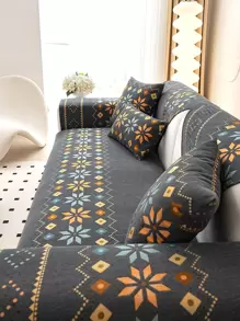 1 Hình Học Dạ Nỉ Sofa Khăn Boho Sofa Sofa Chăn Cho Gia Đình, Tất Cả Các Mùa - Màu xám đen - Xem 4