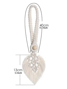 1 Miếng Tua Lá cây & Hạt bằng gỗ Trang trí Móc rèm , - màu đen - Xem 2