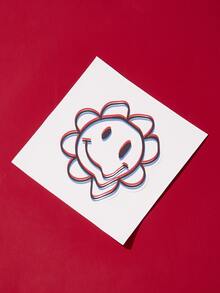 Oizys Design Pegatina de sonrisa & con estampado de flor - Multicolor - Ver 3