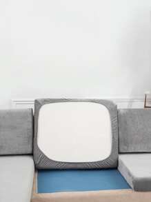 1pc Solid Color Sofa Seat Cover, Modern Stretchy Polyester Sofa Seat Cushion Cover For Home, All Season - White - View 5