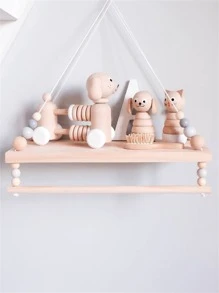 1 件木质串珠双层灰色展示板，带秋千支撑，适用于儿童房、北欧风格、家居装饰、房间装饰、墙壁装饰 - 杏色 - 查看 6