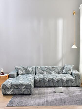 1入組幾何圖案沙發套和1入組無填充物靠墊套現代滌綸彈力沙發套套裝適合家用