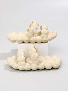 Women Double Strap Bubble Slides, Cool Beige EVA Slides - Apricot - View 4
