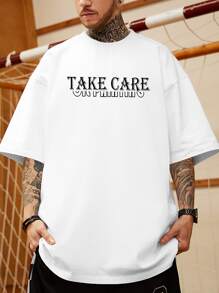 Manfinity EMRG Hombres Camiseta con estampado de slogan - Blanco - Ver 2