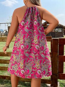 SHEIN Clasi Đầm Plus Size Buộc lại Paisley Boho - Nhiều màu - Xem 2