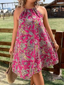 SHEIN Clasi Đầm Plus Size Buộc lại Paisley Boho - Nhiều màu - Xem 7