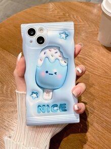 藍色有趣的1入組TPU扁平2D印刷糖果冰淇淋圖案手機殼，適用於 iPhone11 12 13 14 - 彩色 - 查看 6