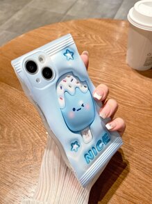 藍色有趣的1入組TPU扁平2D印刷糖果冰淇淋圖案手機殼，適用於 iPhone11 12 13 14 - 彩色 - 查看 4