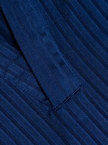 Manfinity Homme Men Solid Ribbed Knit Polo Shirt - Navy Blue - View 5