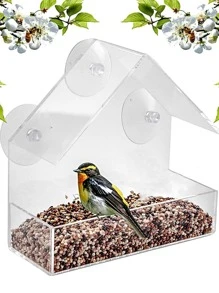 1pc Hanging House Design Bird Feeder For Parrot For Food Feeding - Clear - View 3