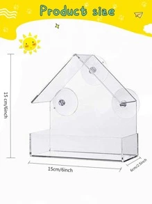 1pc Hanging House Design Bird Feeder For Parrot For Food Feeding - Clear - View 4