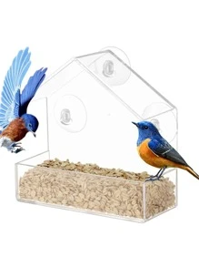 1pc Hanging House Design Bird Feeder For Parrot For Food Feeding - Clear - View 5