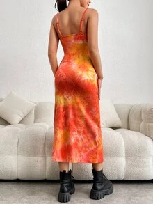 SHEIN EZwear 紮染高衩吊帶洋裝