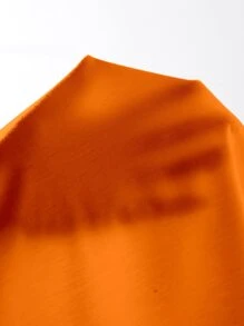 SHEIN EZwear Plus Lettuce Trim Ribbed Knit Bodysuit - Orange - View 4