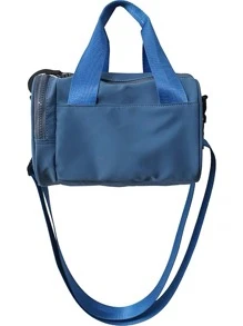 小方包字母圖案可調整肩帶適用於日常和相機單肩包運動包適用於中學大學學生適合旅行大學學校 - 藍色 - 查看 2