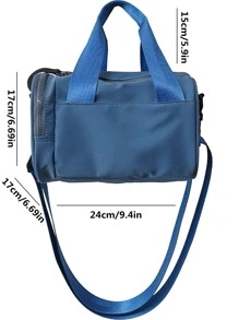 小方包字母圖案可調整肩帶適用於日常和相機單肩包運動包適用於中學大學學生適合旅行大學學校 - 藍色 - 查看 3