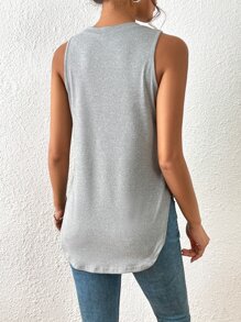 SHEIN LUNE Top tank unicolor bajo con abertura - Gris Claro - Ver 2