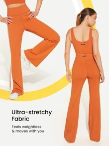 GLOWMODE 31" FeatherFit™ Retro Sport Flared Leggings - Russet Orange - View 6