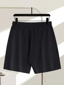 Manfinity Men Eagle & Letter Graphic Drawstring Waist Shorts - Black - View 2