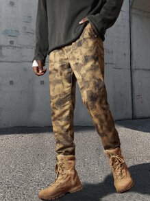 ROMWE MEN Guys Tie Dye Drawstring Pants