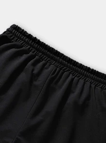 ROMWE MEN Cyber Luvr 男士字母和卡通圖案短褲 - 黑色 - 查看 3