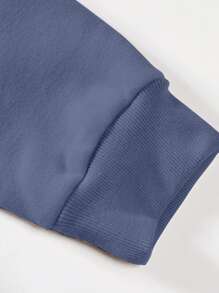 Manfinity Homme Men Slogan Graphic Kangaroo Pocket Drawstring Thermal Hoodie - Dusty Blue - View 7