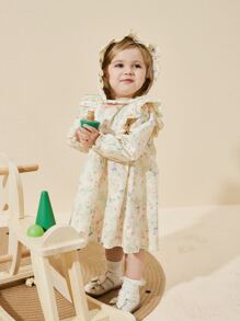 Girls Spring Dress Children's Princess Dress Suit Baby One-Year-Old Dress - Apricot - View 4