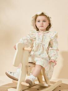 Girls Spring Dress Children's Princess Dress Suit Baby One-Year-Old Dress - Apricot - View 3