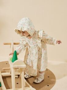 Girls Spring Dress Children's Princess Dress Suit Baby One-Year-Old Dress - Apricot - View 1