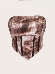 SHEIN ICON 紮染頭巾下擺短款抹胸上衣