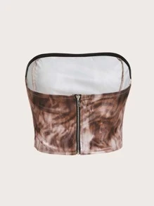 SHEIN ICON 紮染頭巾下擺短款抹胸上衣