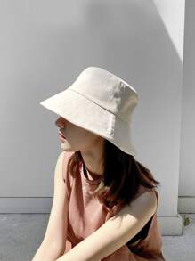 1入組女士素色休閒漁夫帽 - 米色 - 查看 1