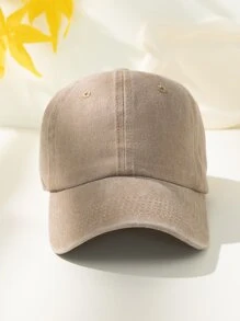 1pc Unisex Solid Casual Baseball Cap - Camel - View 1