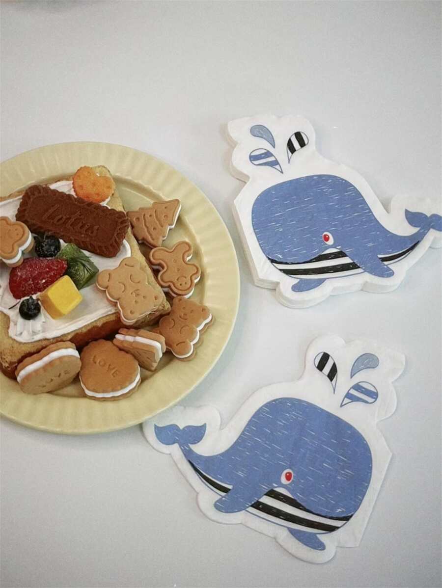 20入組/套紙一次性鯨魚設計紙餐巾適用於派對