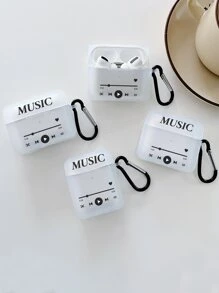 1 pieza Estuche para auriculares con impresión de reproductor de música con gancho compatible con Apple 1/2, Pro, 3, Pro 2, 4, Pro-3 (solo estuche para auriculares, auriculares no incluidos) - Multicolor - Ver 3