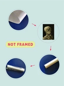 1 件，复古梵高绘画骷髅吸烟海报，防水油画布，用于客厅、卧室、房间装饰、万圣节装饰、秋季装饰、圣诞节装饰，无框/有框可选 - 彩色 - 查看 4