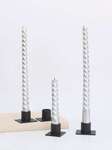 4pcs Iron Candle Holder, Simple Mini Black Candle Stand For Dinner Table - Black - View 1