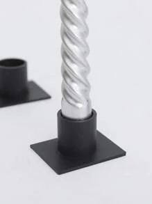 4pcs Iron Candle Holder, Simple Mini Black Candle Stand For Dinner Table - Black - View 3