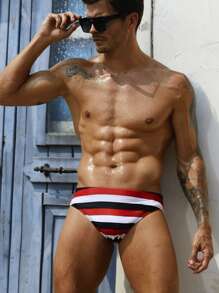 Manfinity Men Striped Print Swim Brief - Multicolor - View 4