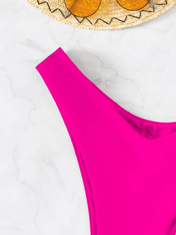 SHEIN Swim Basics Plain High Cut Bikini Bottom SHEIN USA