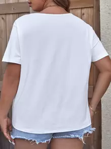 SHEIN LUNE Women's Plus Size Short Sleeve T-shirt