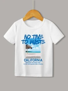 Toddler Boys Slogan & Photo Print Tee - White - View 1