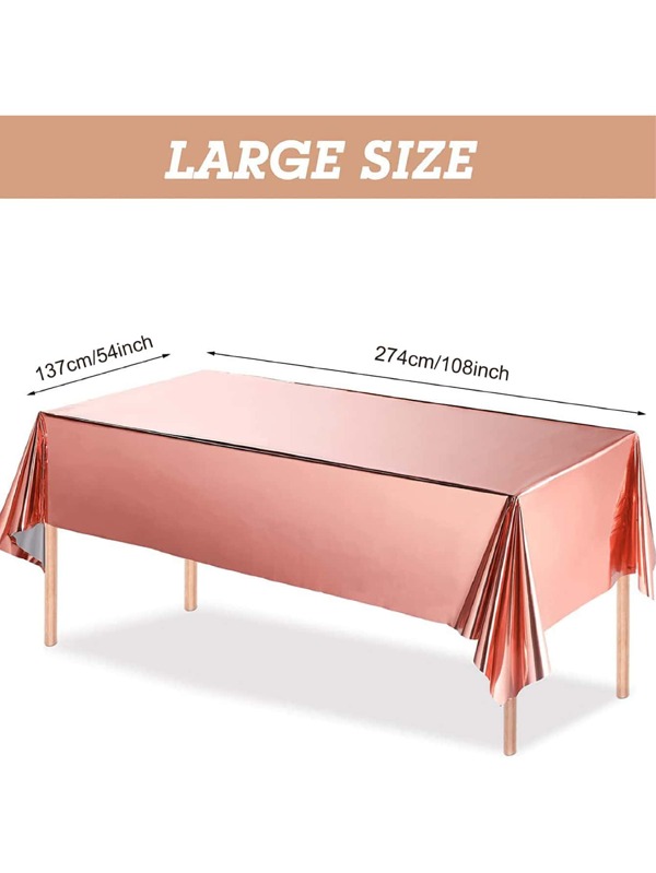 1pc PEVA Disposable Table Cover, Pink Rectangular Waterproof Disposable Tablecloth For Party