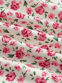 SHEIN MOD Vestido de tirantes con estampado floral con encaje en contraste