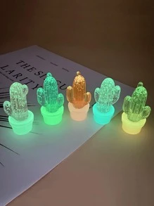 5pcs/Set Glow In The Dark Cactus Design Random Decoration Craft, Simple ABS Plant Shaped Decorative Object For Home Decoration Best Gifts Birthday - Multicolor - View 1