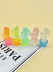 5pcs/Set Glow In The Dark Cactus Design Random Decoration Craft, Simple ABS Plant Shaped Decorative Object For Home Decoration Best Gifts Birthday - Multicolor - View 3