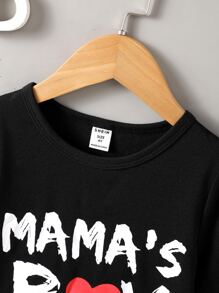 SHEIN Toddler Boys Heart & Letter Graphic Tee - Black - View 4