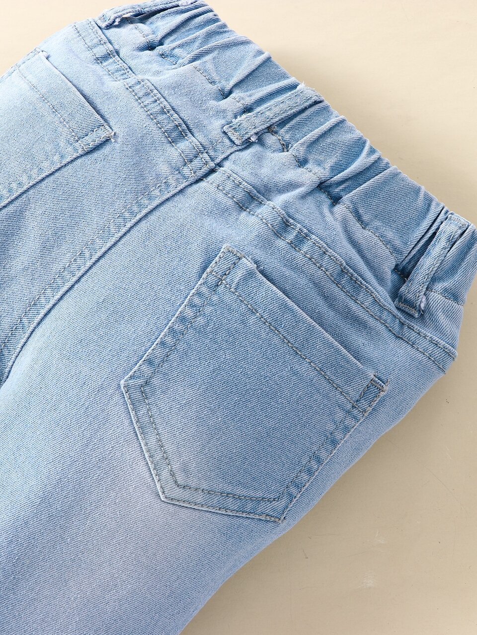Baby Girl Casual Fringed Flared Jeans With Distressed Details